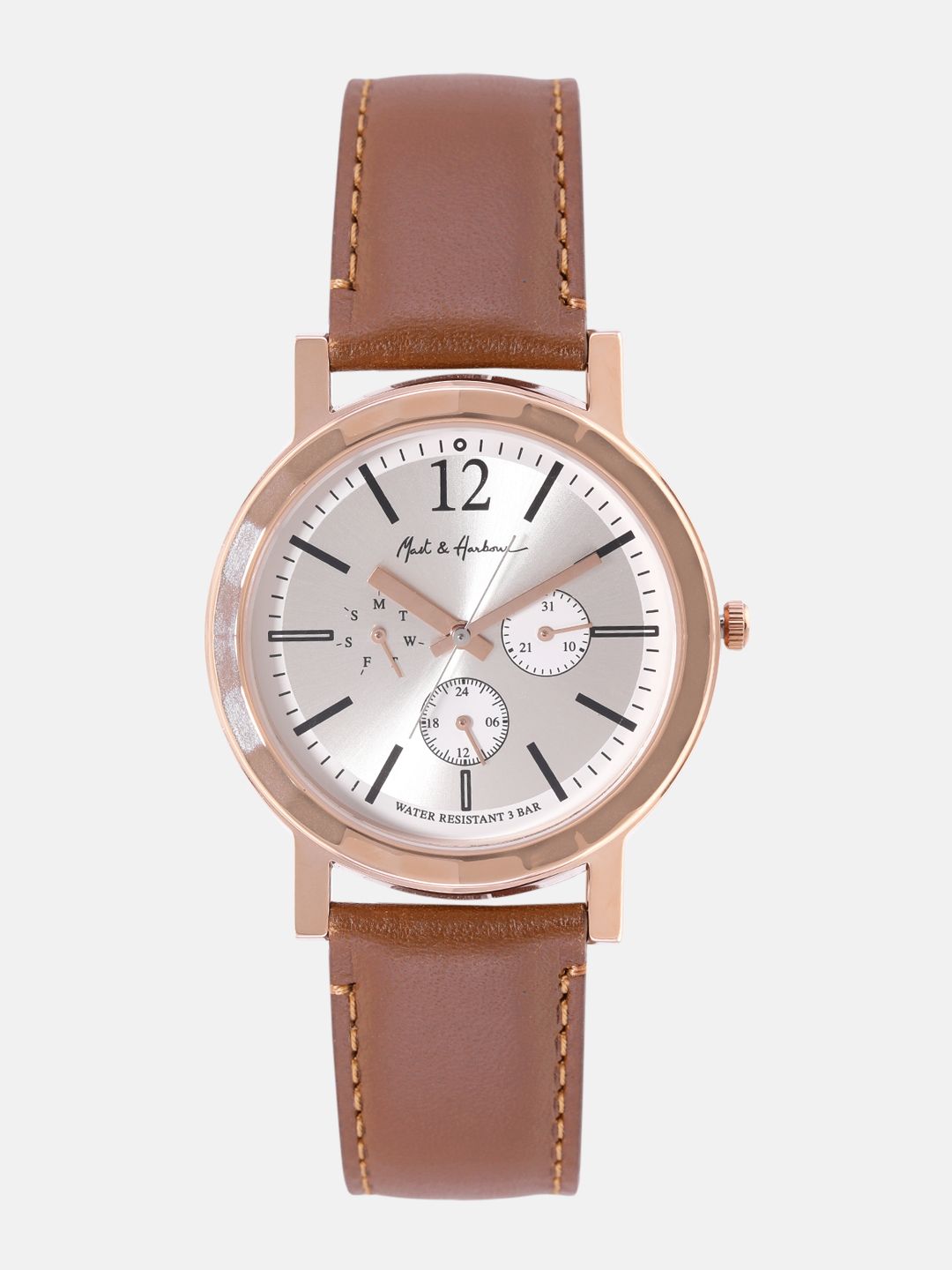 Mast & Harbour Unisex Brass Printed Dial & Leather Straps Analogue Multi Function Watch-picture-36