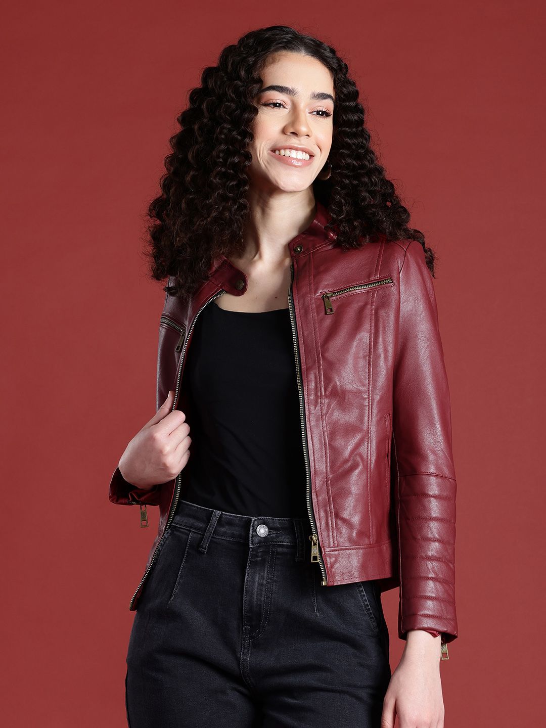 Leather Retail Women Lightweight Biker Jacket-picture-11