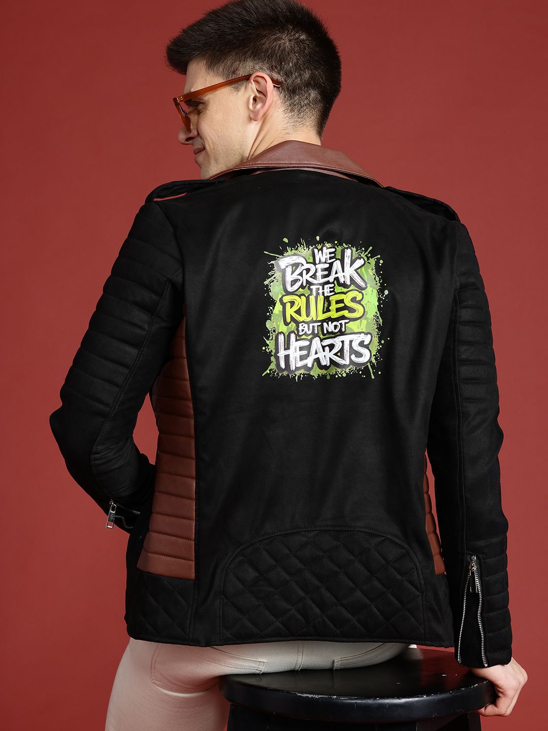 Leather Retail Men Colourblocked Suede Lightweight Biker Jacket-picture-19