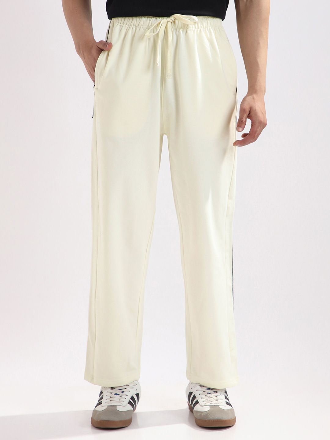 NOBERO Men Straight Fit Side Striped Cotton Joggers-picture-40