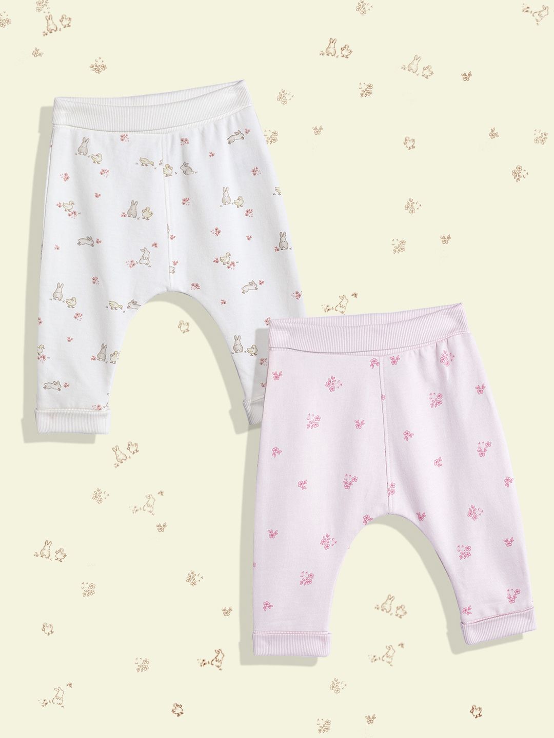 mothercare Girls Pack Of 2 Printed Pure Cotton Joggers Trousers-picture-36