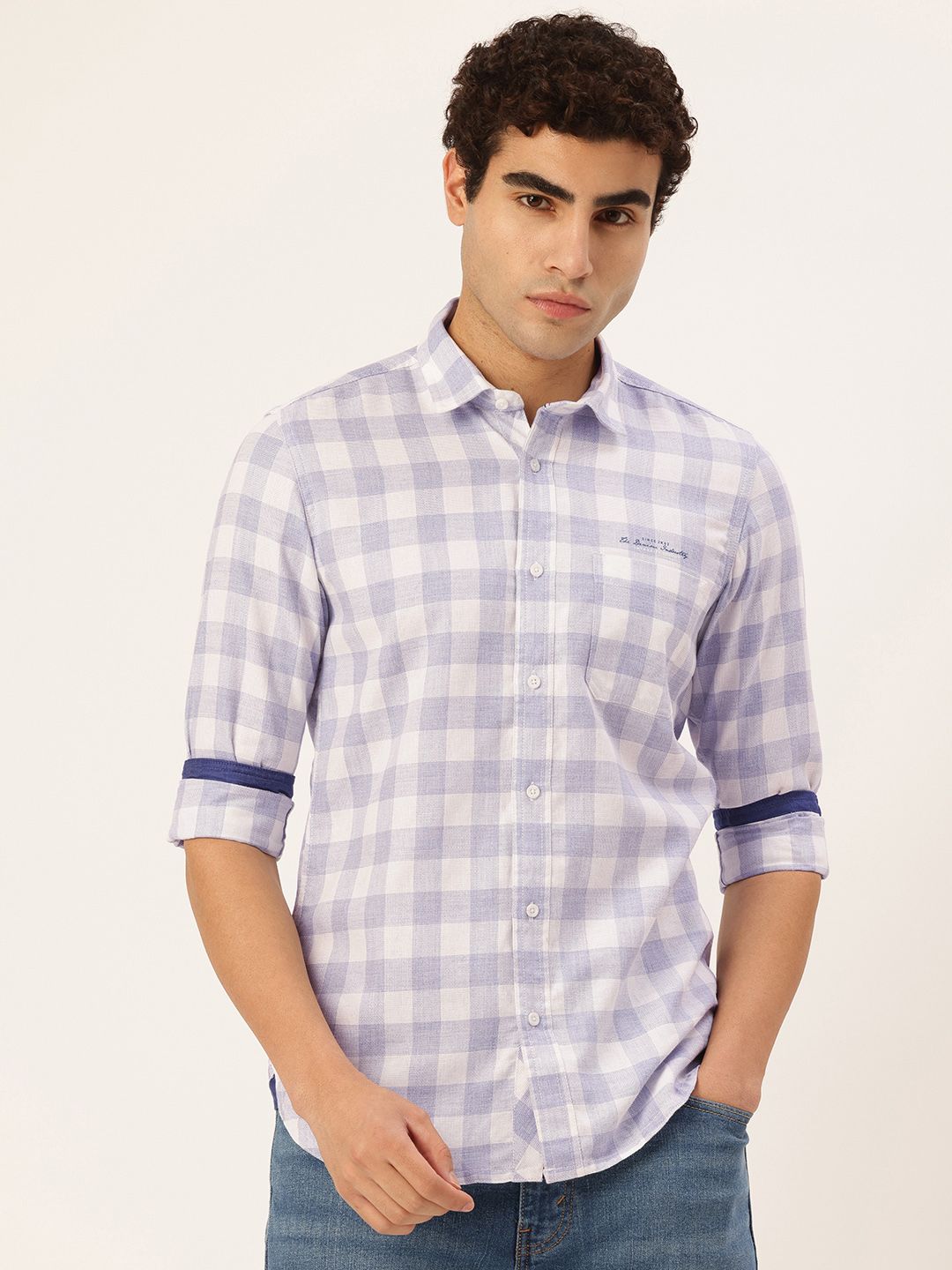 Integriti Slim Fit Checked Pure Cotton Casual Shirt-picture-28