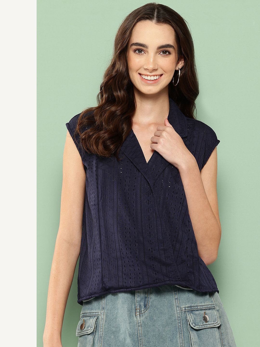 Killer Self Design Lapel Collar Top-picture-17