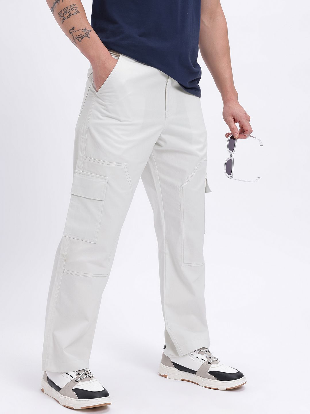 glitchez Men Mid-Rise Pure Cotton Relaxed Fit Cargos-picture-19