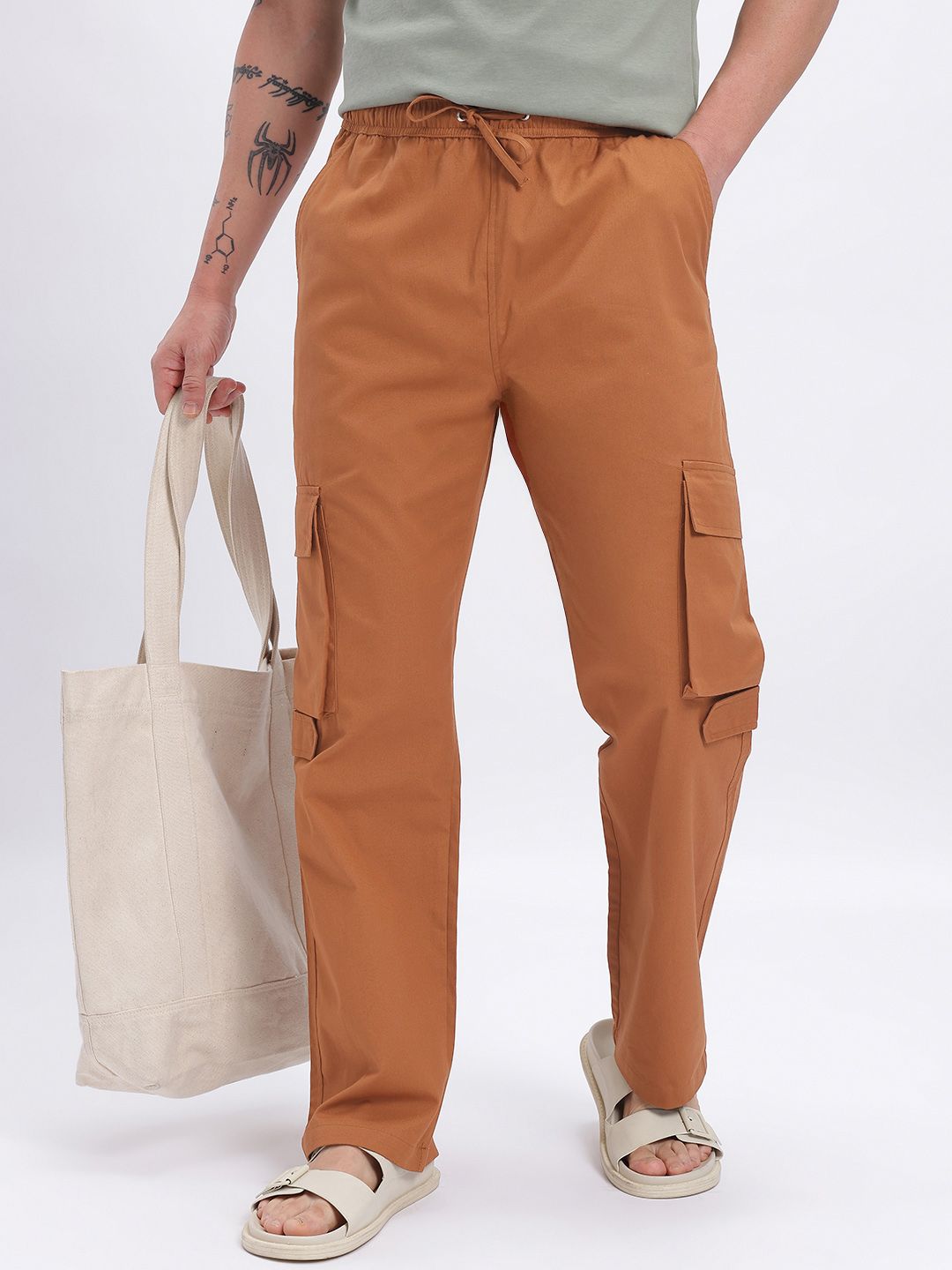 glitchez Men Relaxed Fit Cargo Trousers-picture-39