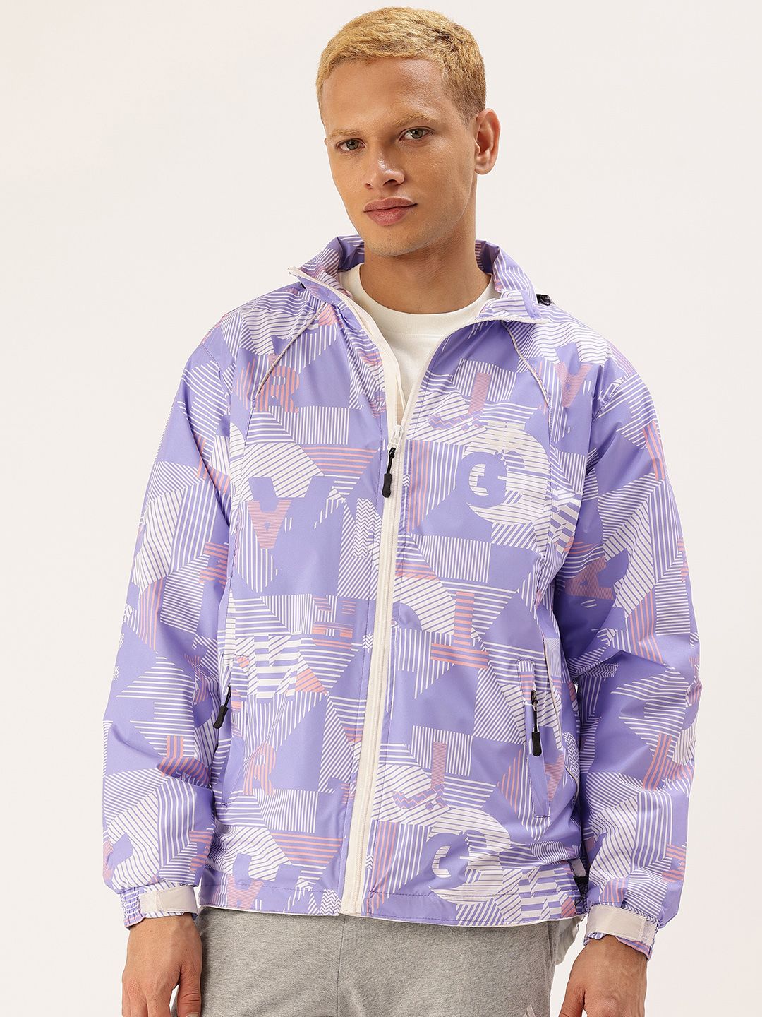 FIFTY TWO Typography Printed Hooded Rain Jacket-picture-53