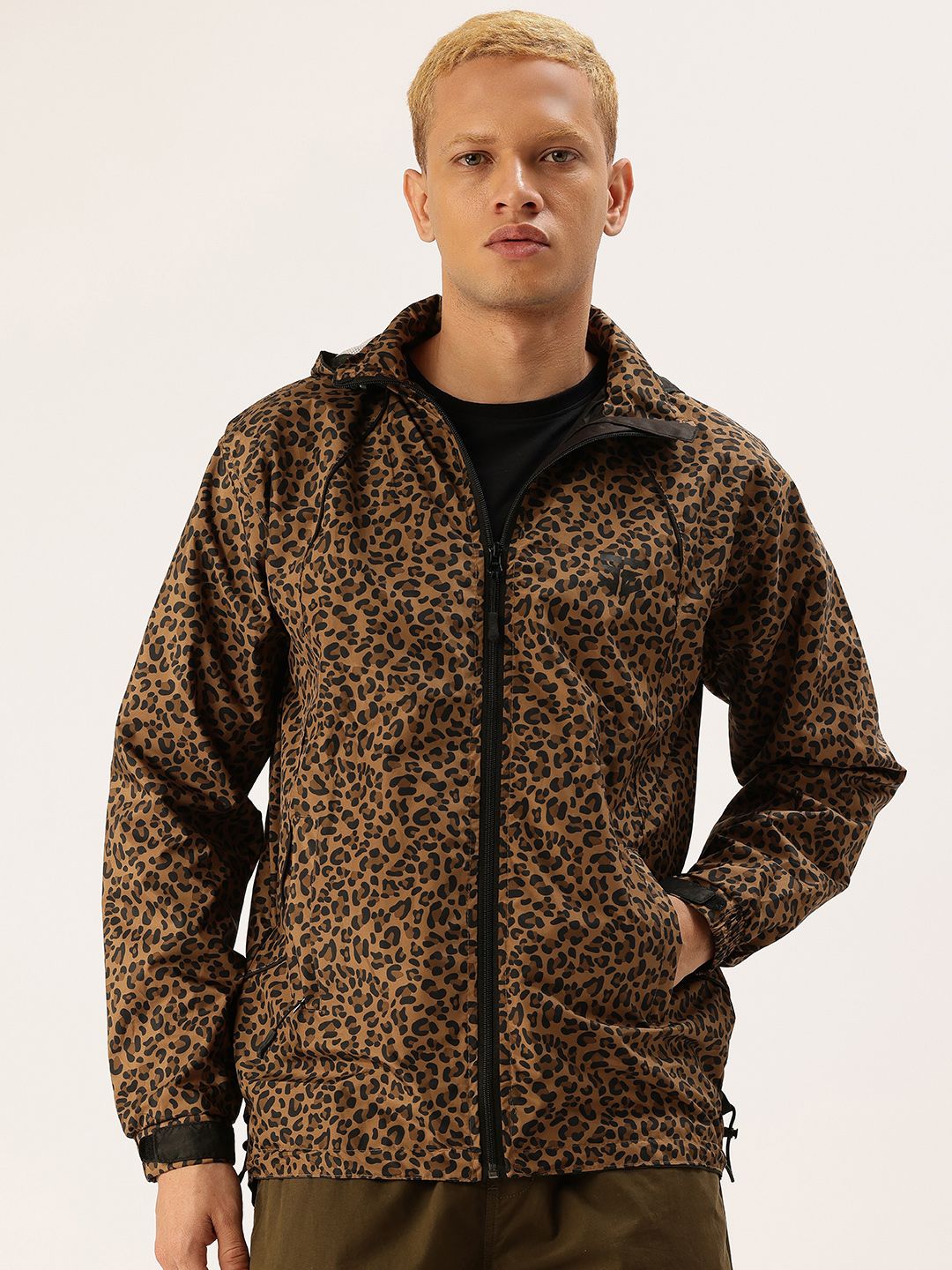 FIFTY TWO Animal Skin Printed Hooded Rain Jacket