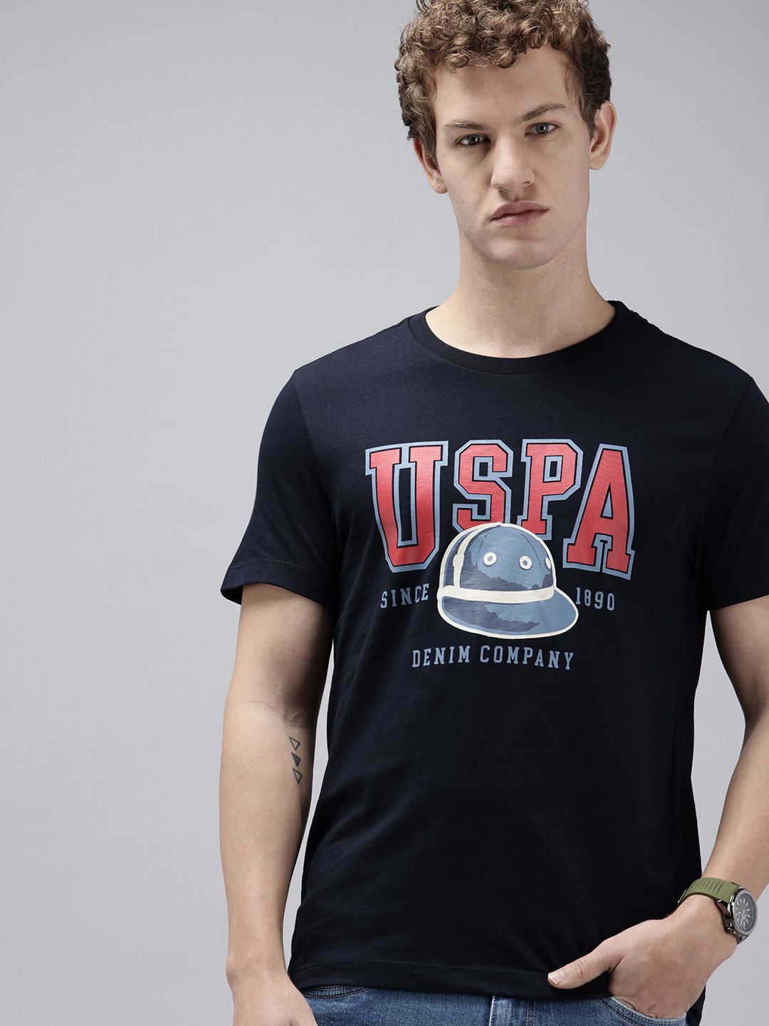 U.S. Polo Assn. Denim Co. Brand Logo Printed Pure Cotton Slim Fit T-shirt-picture-36