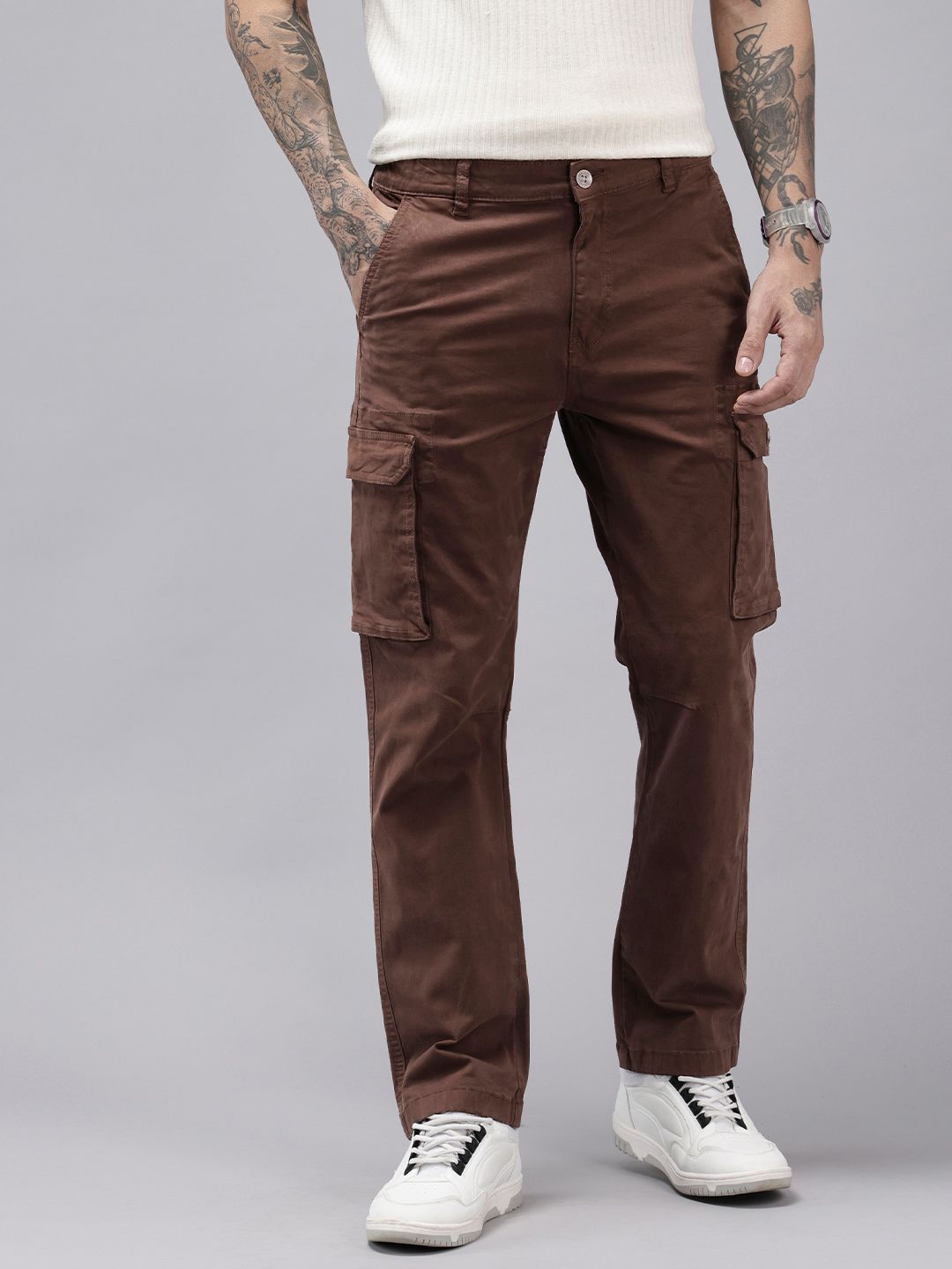 U.S. Polo Assn. Denim Co. Men Harold Slim Straight Fit Cargos Trousers-picture-19