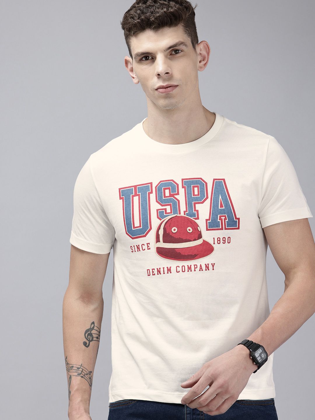 U.S. Polo Assn. Denim Co. Brand Logo Printed Pure Cotton Slim Fit T-shirt-picture-38