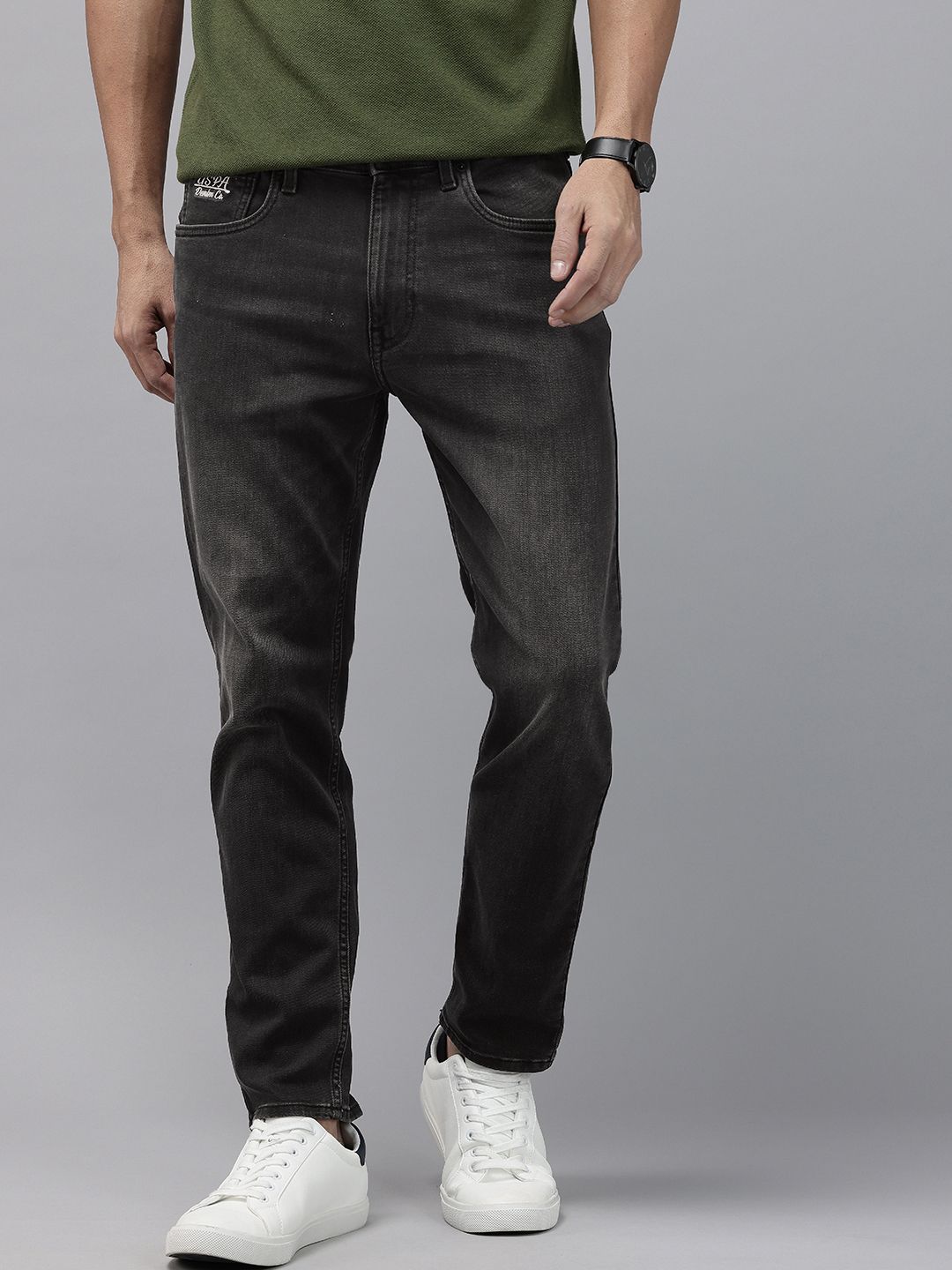 U.S. Polo Assn. Denim Co. Men Cole Tapered Fit Mid-Rise Light Fade Stretchable Jeans-picture-53