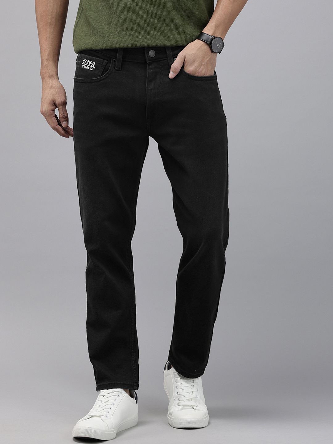 U.S. Polo Assn. Denim Co. Men Cole Tapered Fit Mid-Rise Light Fade Stretchable Jeans-picture-40