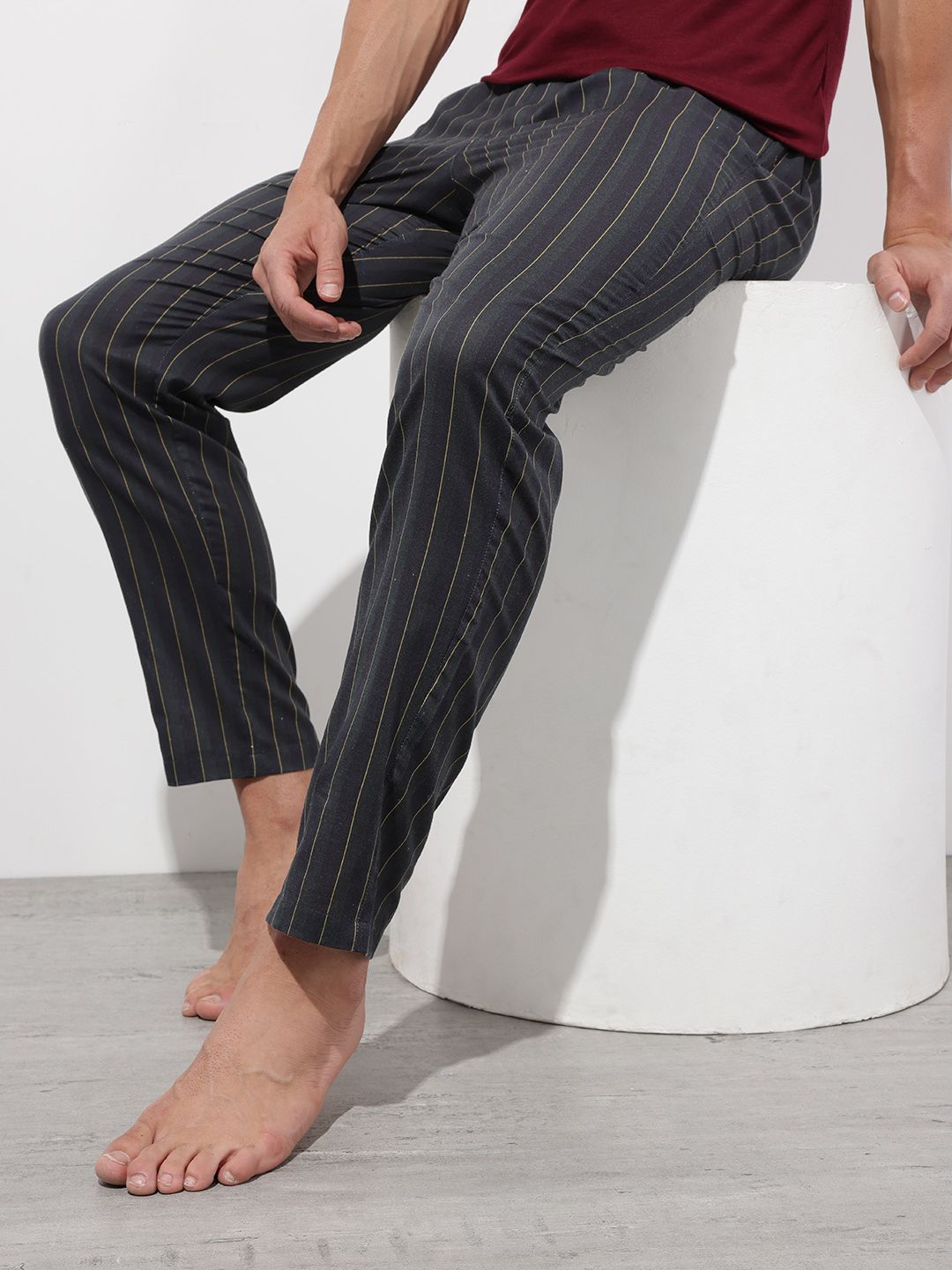 The Roadster Lifestyle Co. Men Striped Print Lounge Pants-image-21