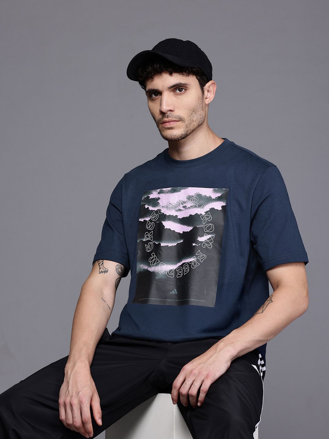 ADIDAS Men Printed Pure Cotton T-shirt-image-37