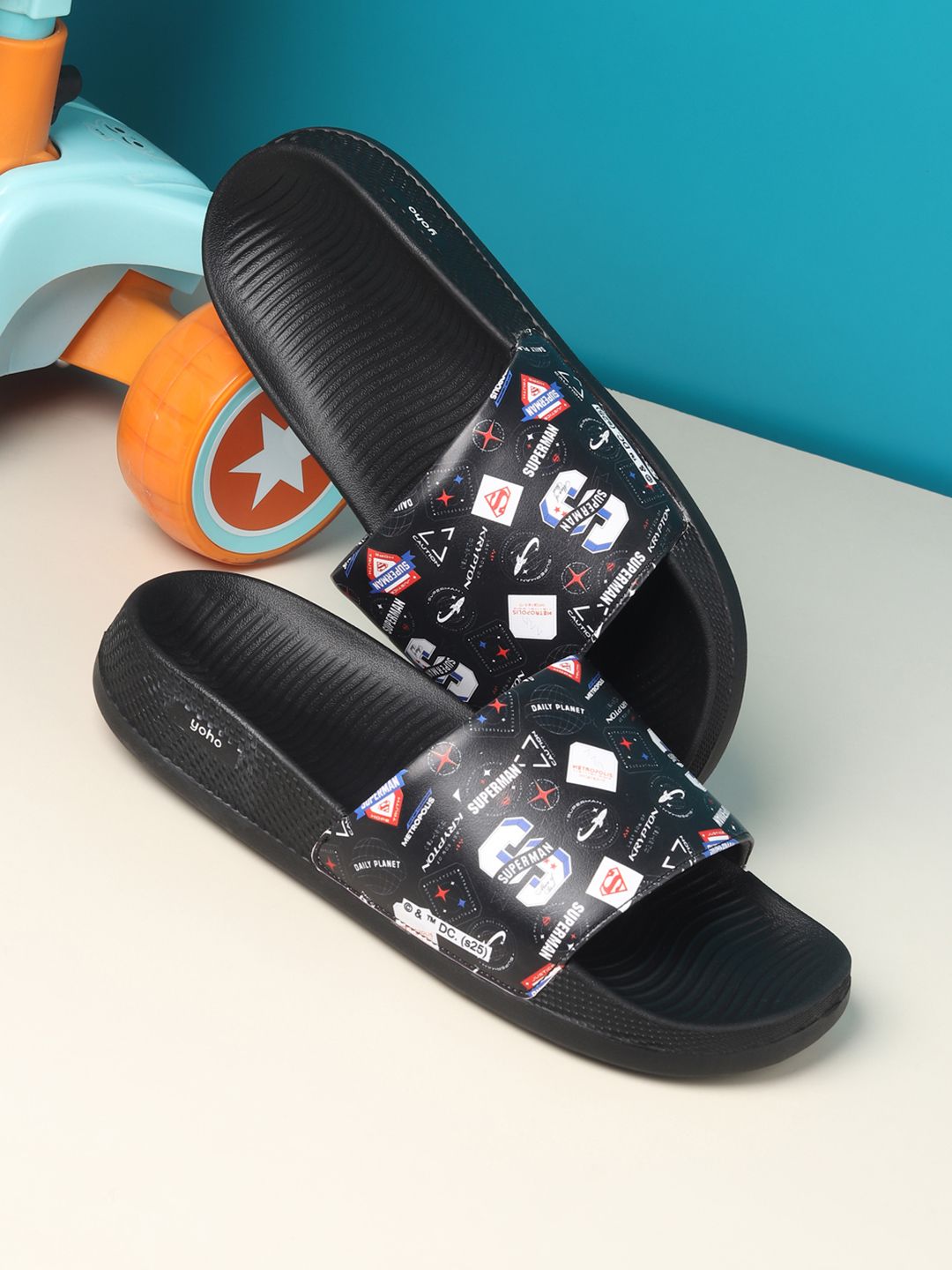 yoho Men Superman Printed Sliders-picture-13