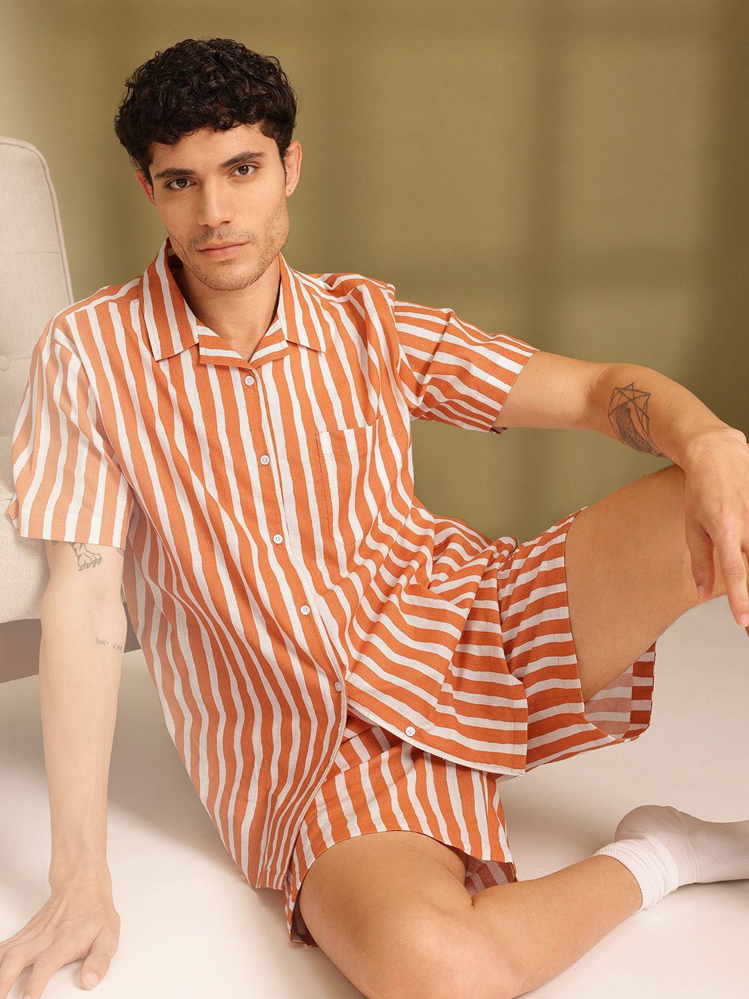 ETC Men Striped Pure Cotton Night Suit-picture-28
