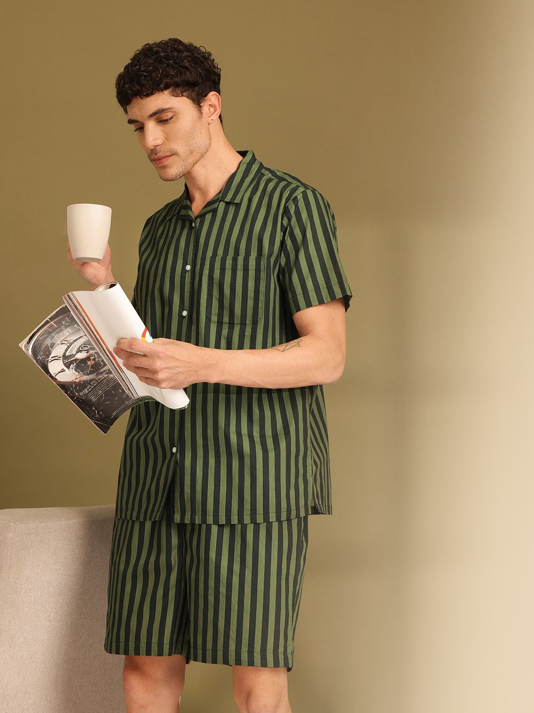 ETC Men Striped Pure Cotton Night Suit-picture-55