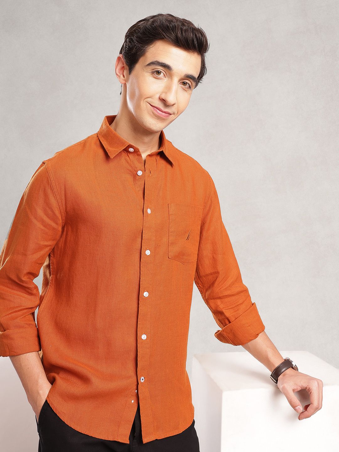 Nautica Solid Linen Slim Fit Shirt-picture-28