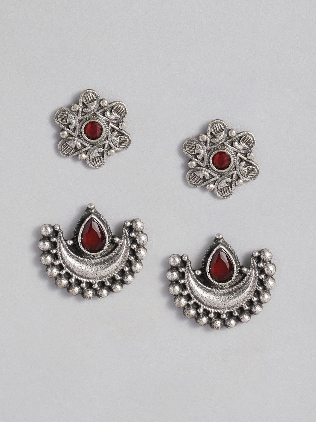 AITIHYA Set of 2 Oxidised Studs Earrings-picture-32