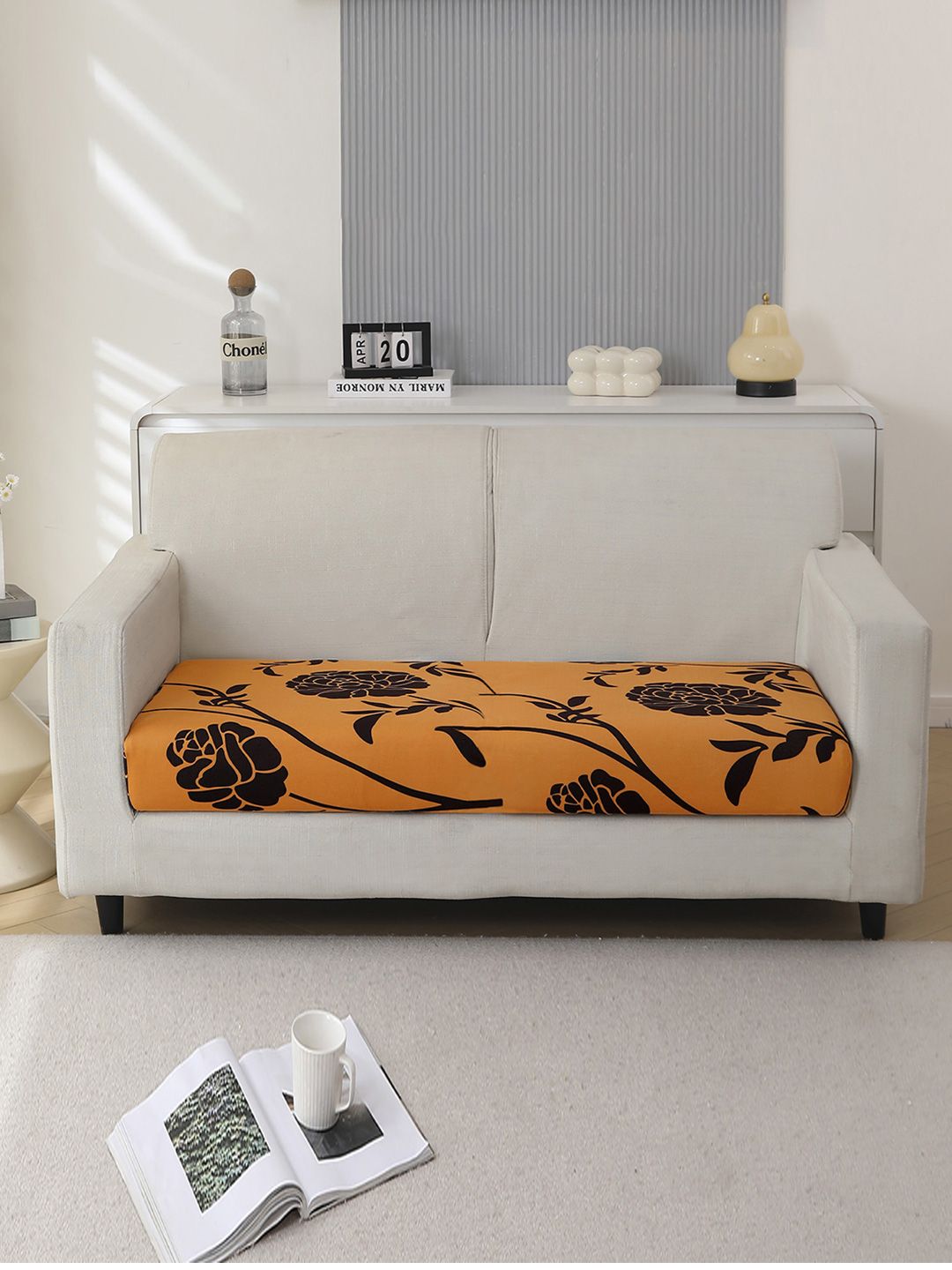 HOKIPO Brown & Black Printed Polyester 2 Seater Sofa Seat Cover-picture-33