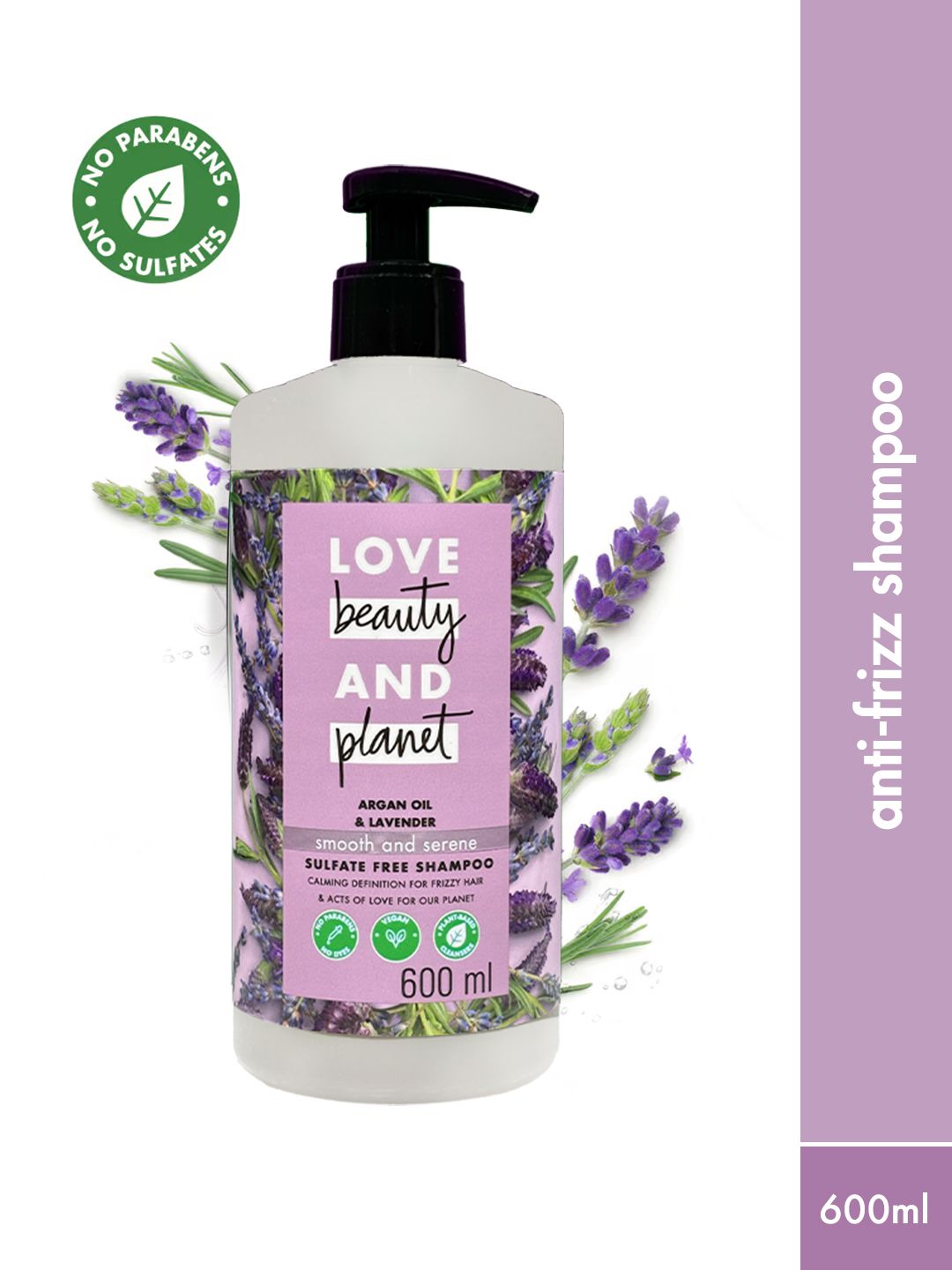 Love Beauty & Planet Argan Oil & Lavender Sulfate Free Smooth and Serene Shampoo - 600ml