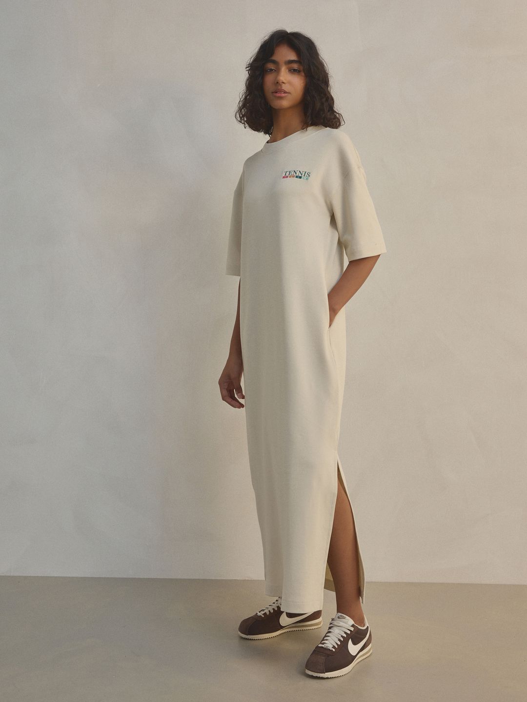 NEXT Print Side Slit T-shirt Midi Dress-picture-25