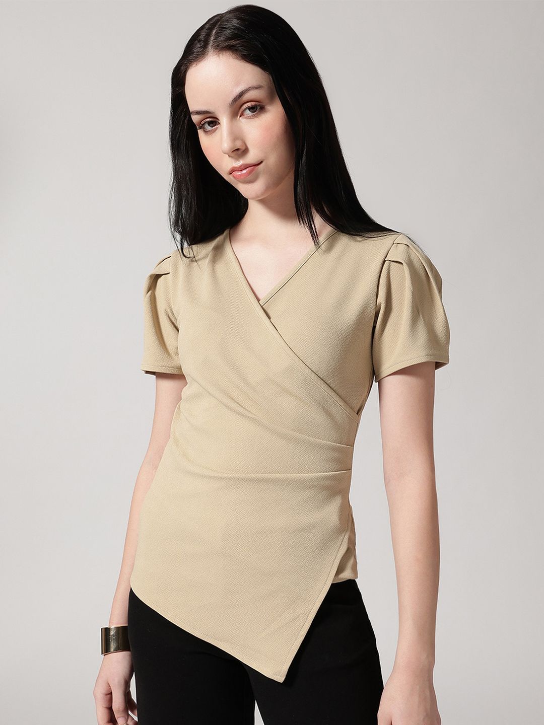 Strong And Brave Women Asymmetric Wrap Top-image-12