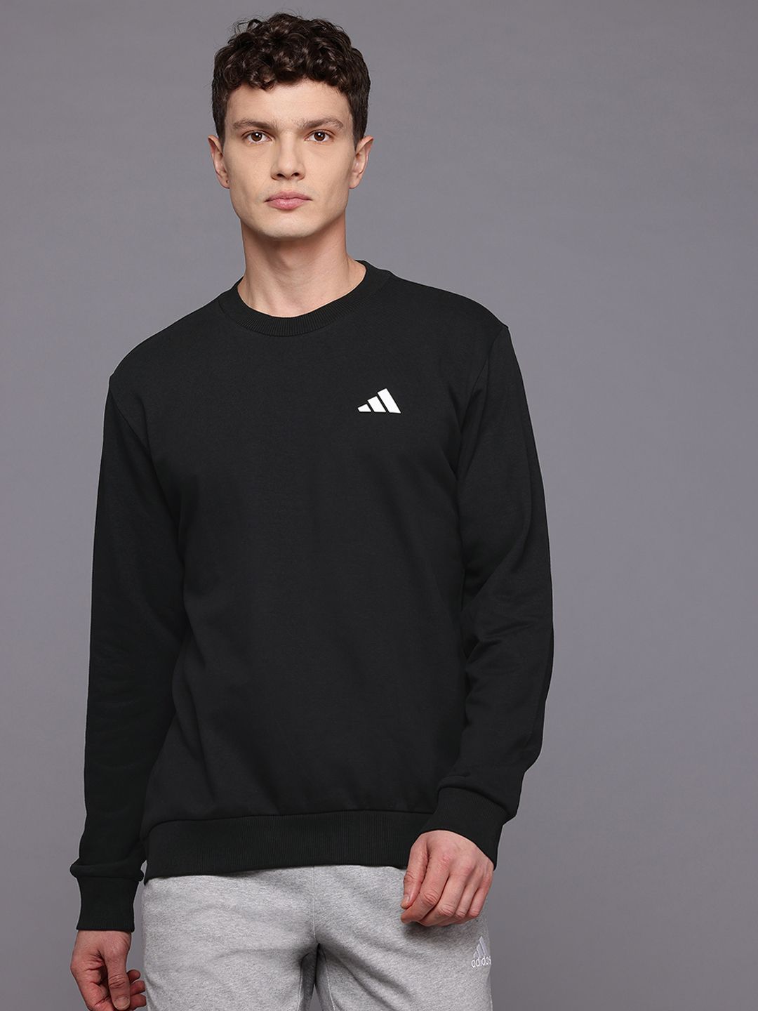 ADIDAS Brand Logo Detail Round Neck Sweatshirt
