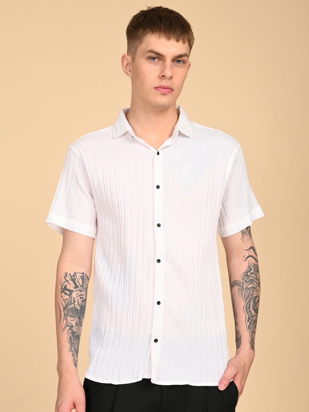 TIGER SNAKE Men Comfort Solid Casual Shirt-picture-27