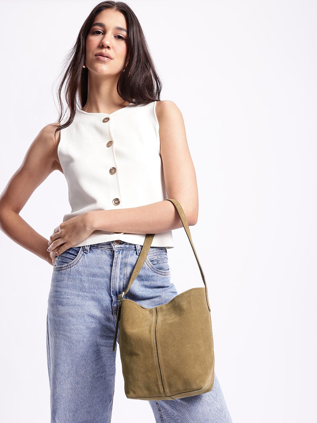 MANGO Leather Bucket Hobo Bag-picture-40