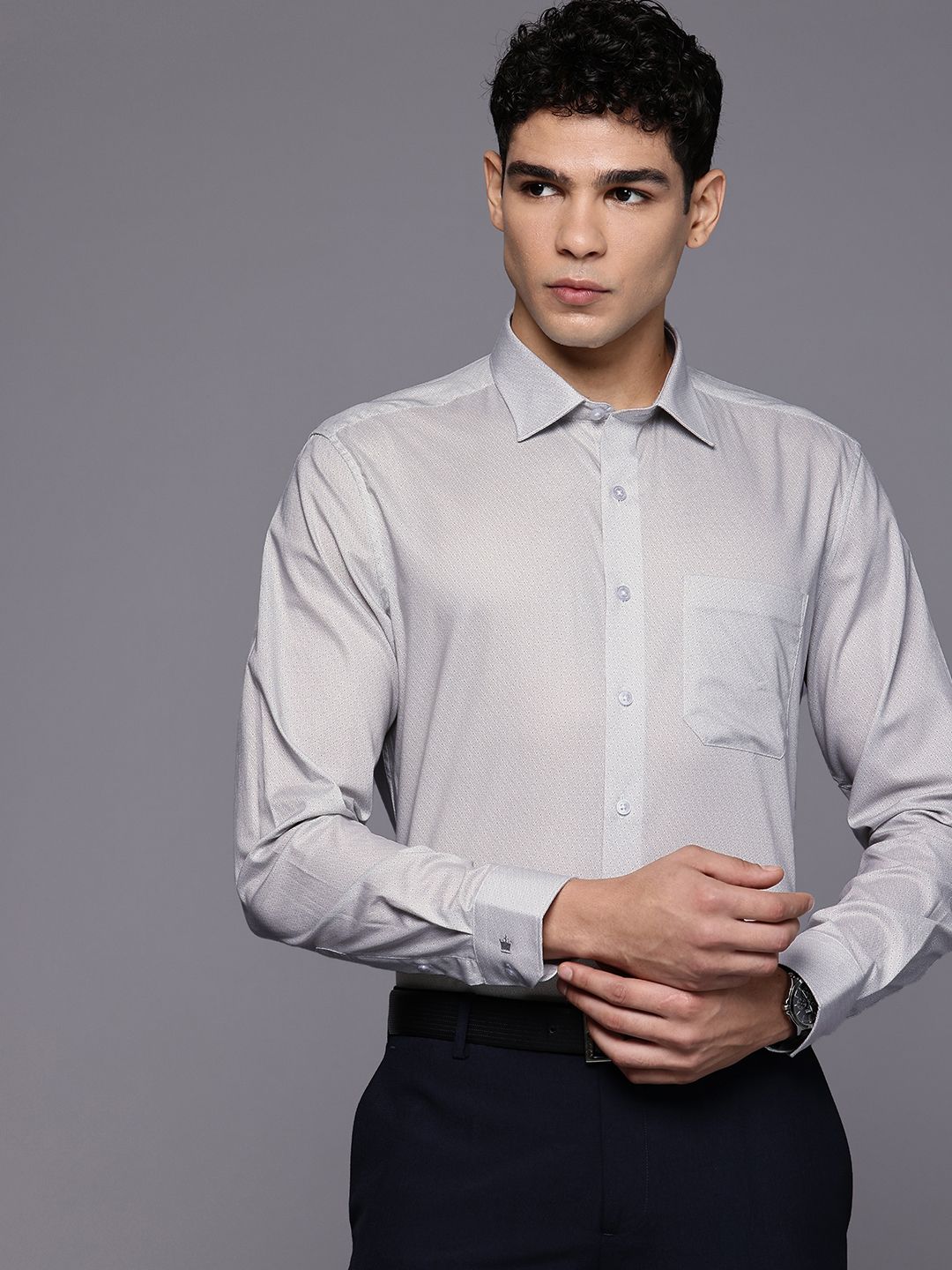 Louis Philippe Slim Fit Printed Pure Cotton Formal Shirt-picture-30
