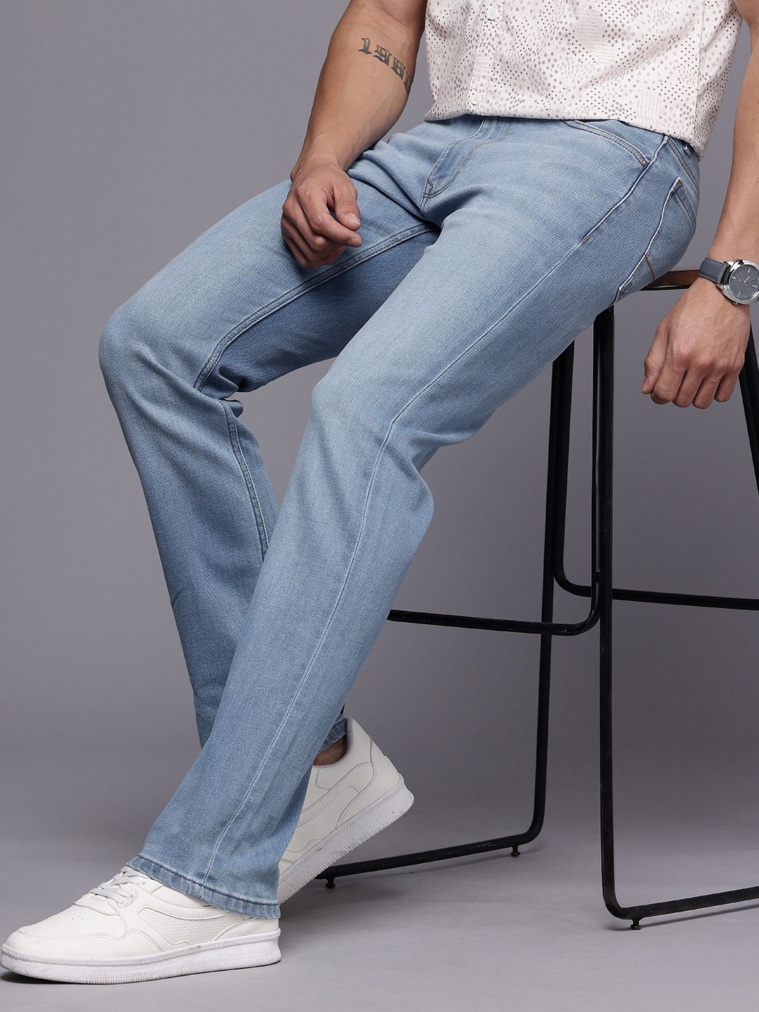 Louis Philippe Jeans Louis Philippe Men Regular Fit Stretchable Mid Rise Ice Wash Jeans