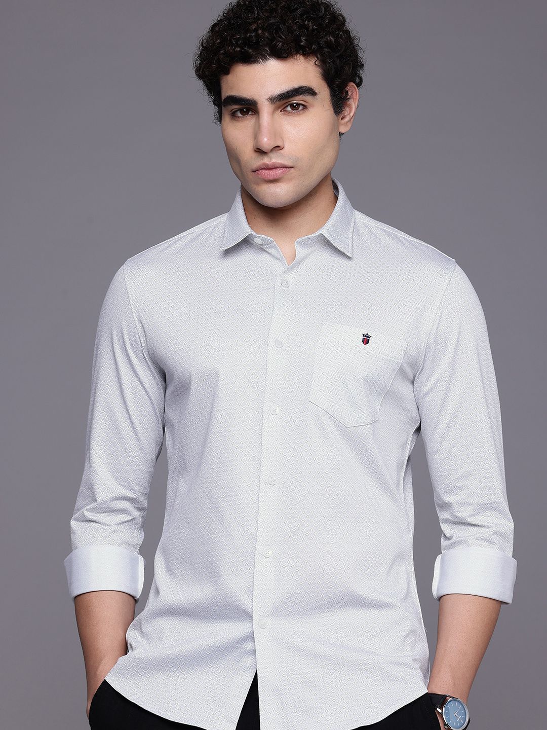 Louis Philippe Sport Pure Cotton Smart Fit Geometric Printed Casual Shirt-picture-34