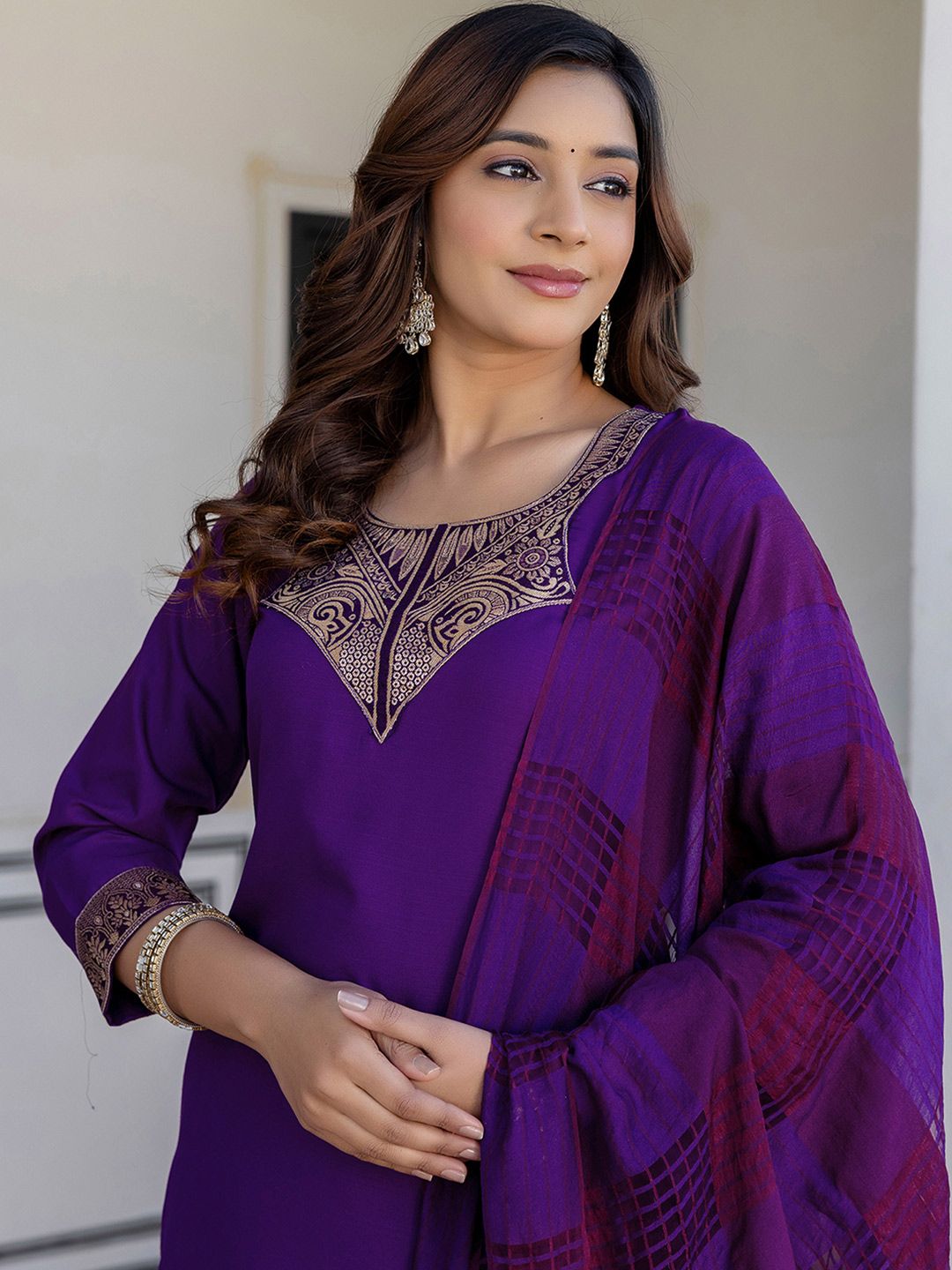 SKYLEE Women Regular Yoke Design Kurta with Trousers & Dupatta