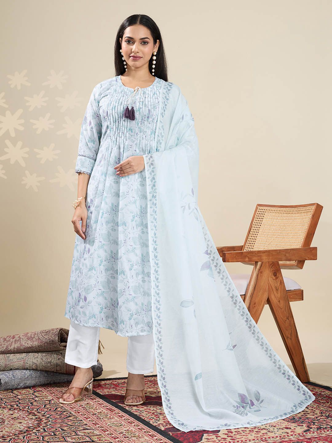KALINI Women Printed A-Line Kurta Set