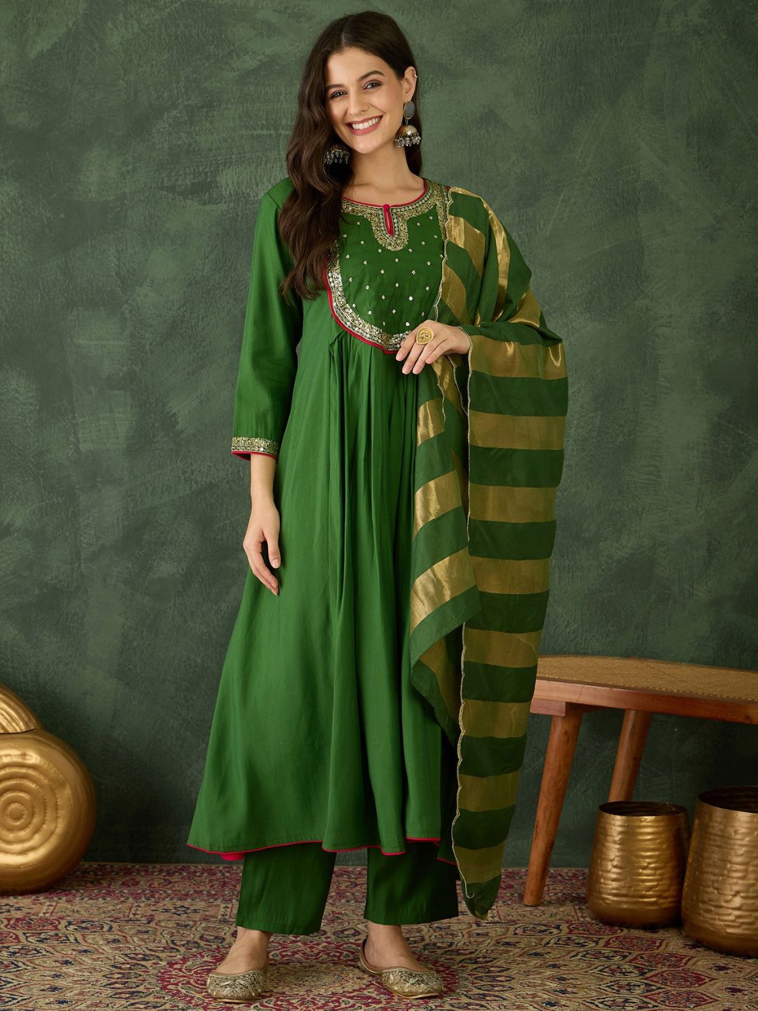 KALINI Women Embroidered A-Line Kurta Set-picture-17