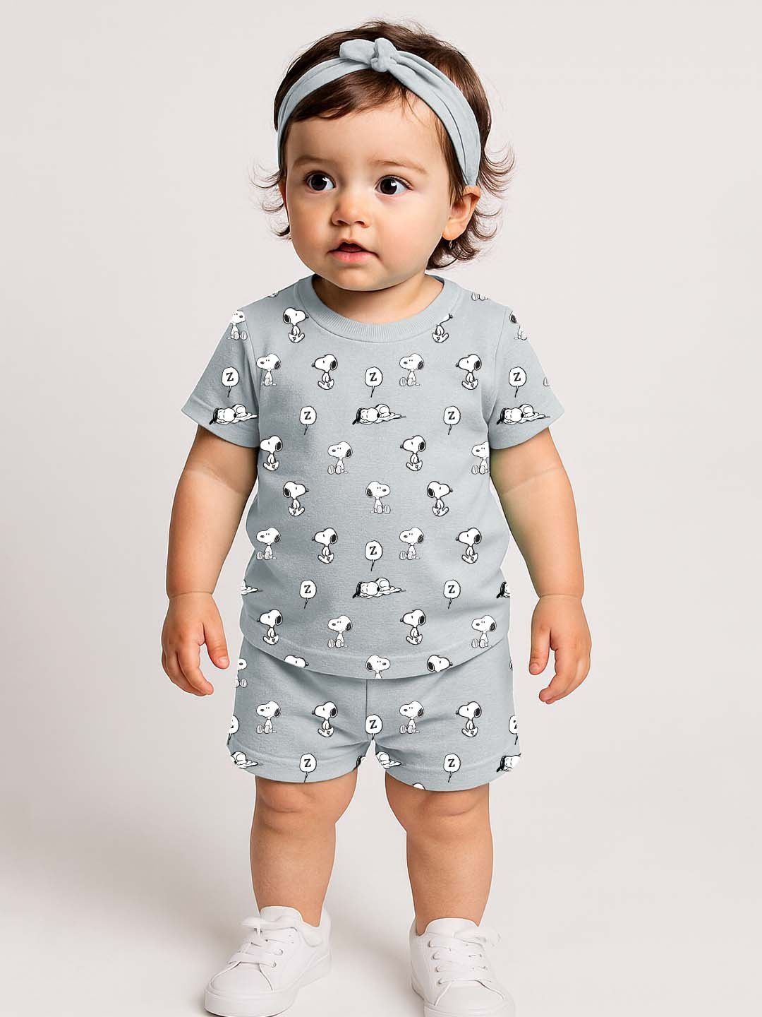 YK X Minute Mirth Infant Girls Printed Snoopy T-shirt with Shorts-picture-28
