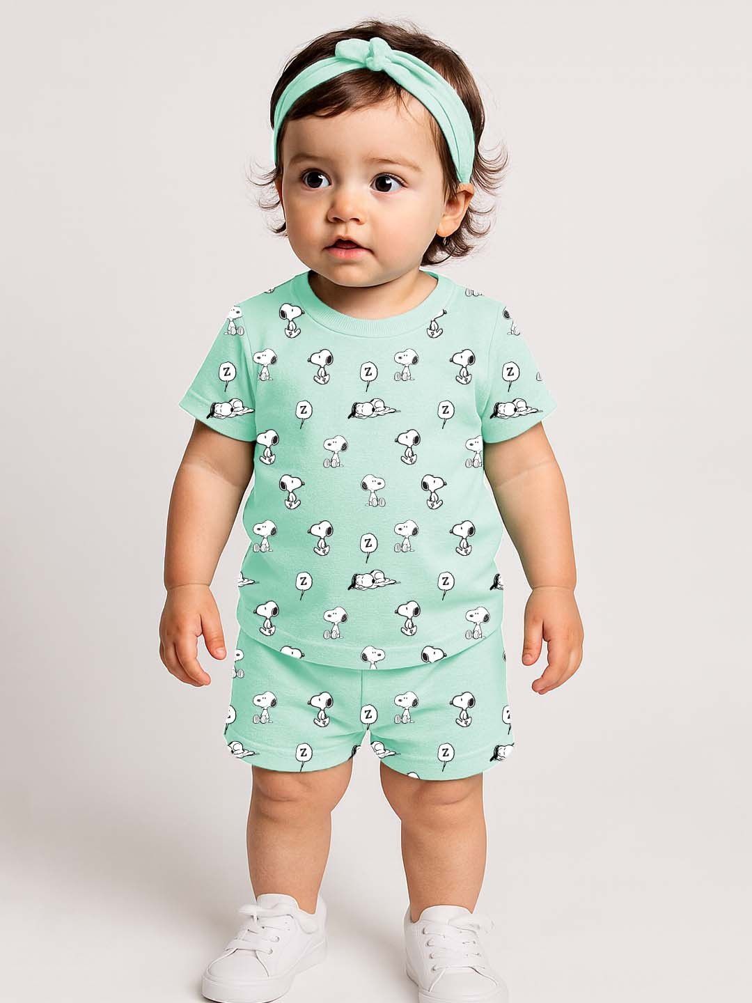 YK X Minute Mirth Infant Girls Printed Snoopy T-shirt with Shorts-picture-45
