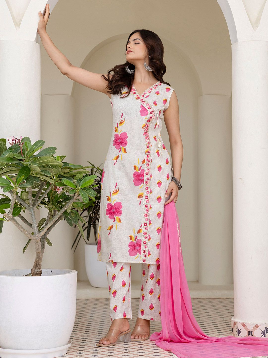 Anouk Rustic Women Floral Printed Cotton Kurta with Palazzos & Dupatta