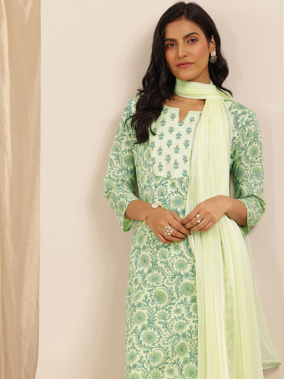 Libas Women Floral Printed Regular Kurta with Trousers & With Dupatta-image-39