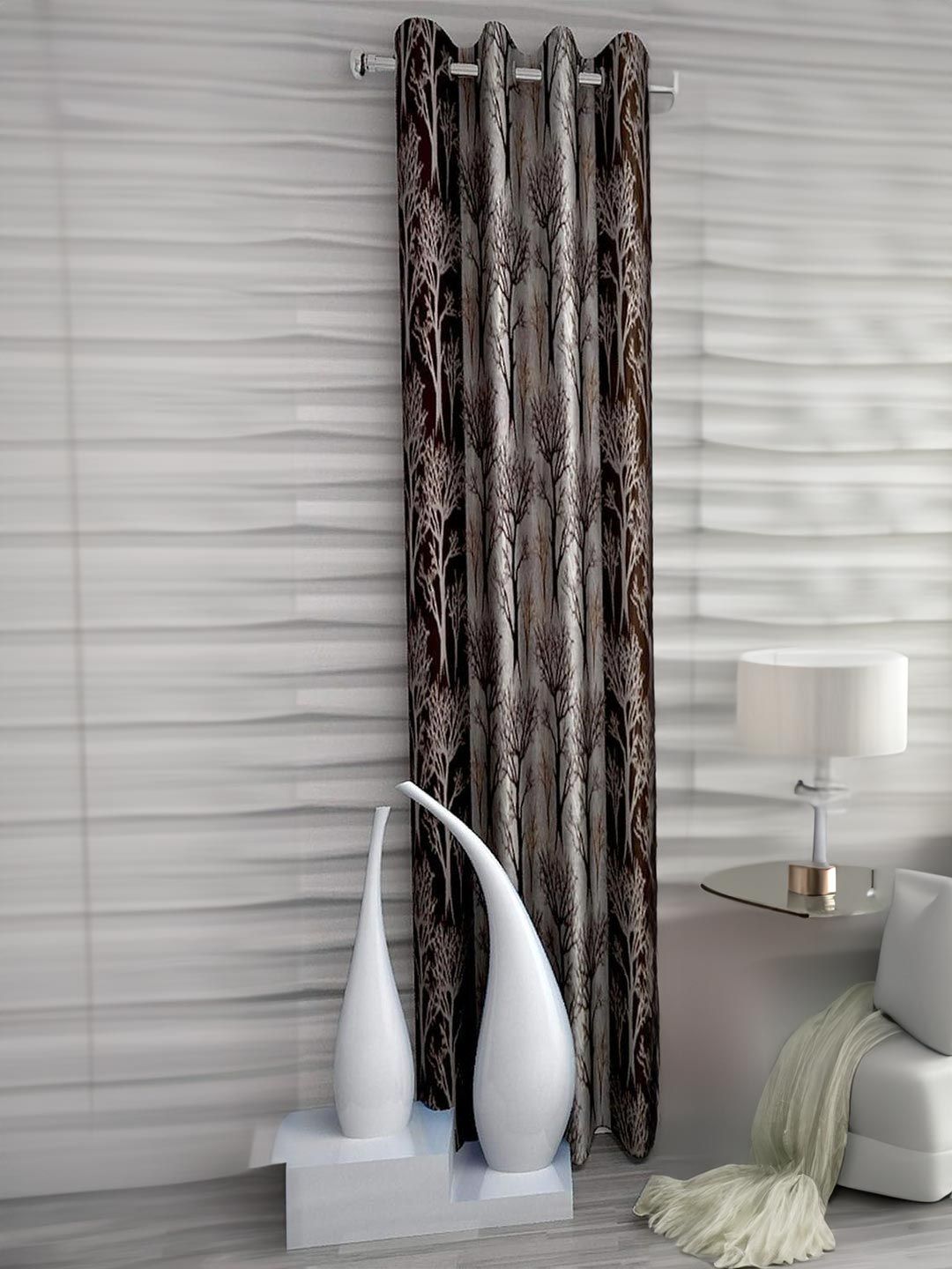 Lunar Days Brown & Grey Abstract Printed Long Door Curtain-picture-28