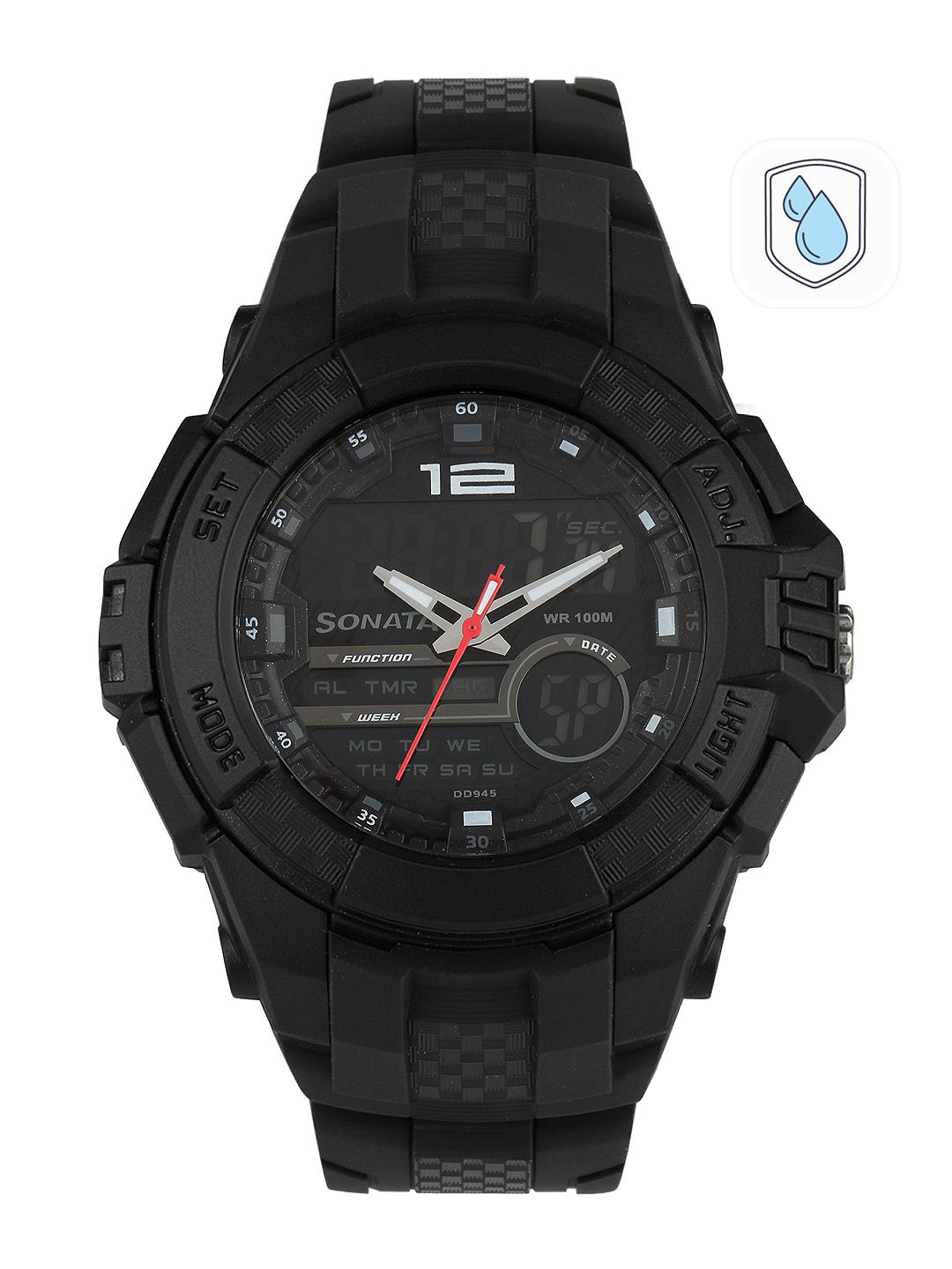 Sonata Men Black Analogue & Digital Watch 77027PP01J-image-0