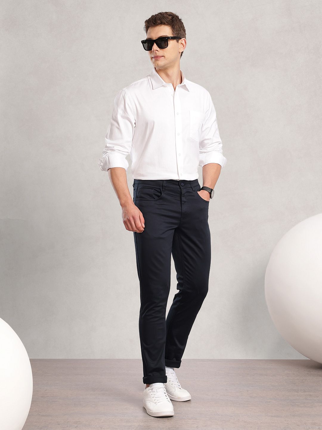 Buy Nautica Men Smart Slim Fit Easy Wash Chinos Trousers - Trousers for ...