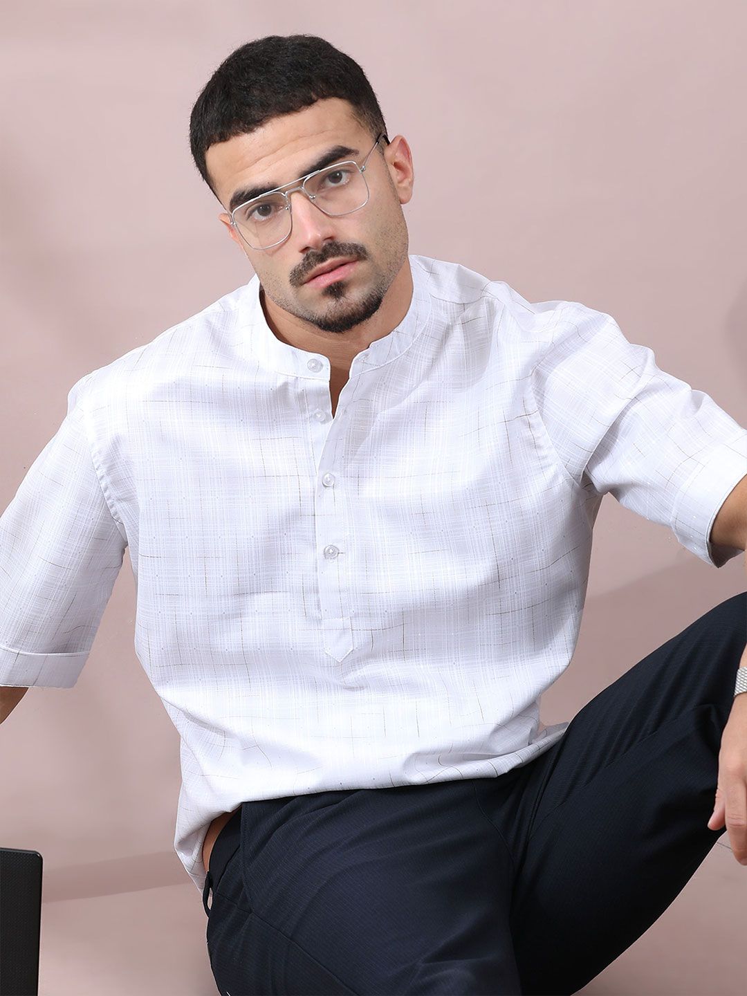 FILORI STUDIO Men Checked Mirror Work Kurta-picture-27