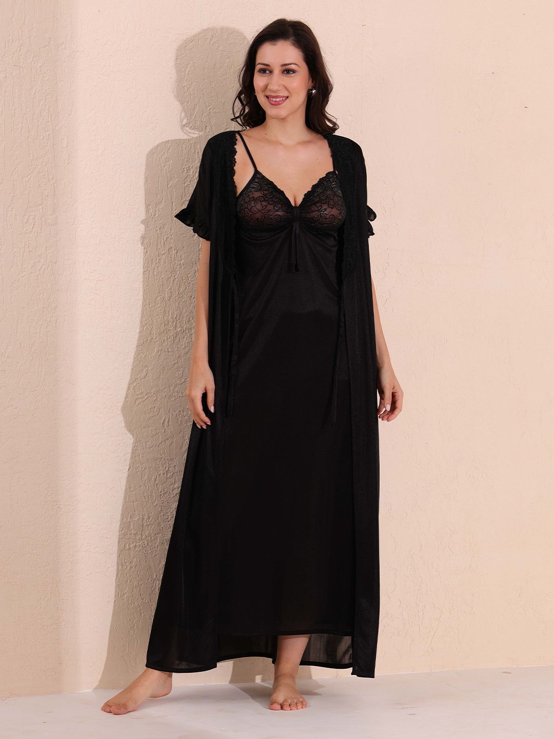 Arela Satin Baby Doll with Asymmetric