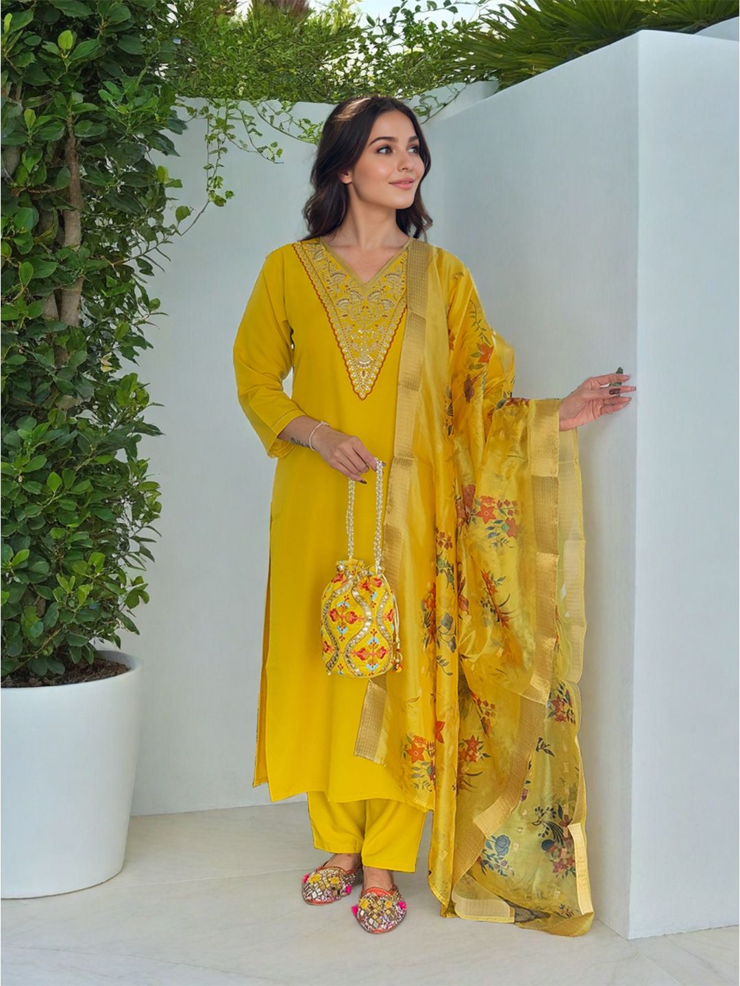 SZN Women Yellow Viscose Rayon Kurta Sets