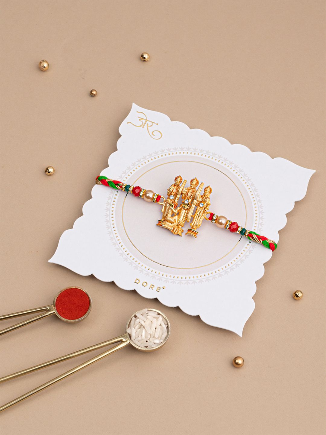 Dore Divine Ram Darbar Religious Rakhi with Roli Chawal for Brother-picture-32