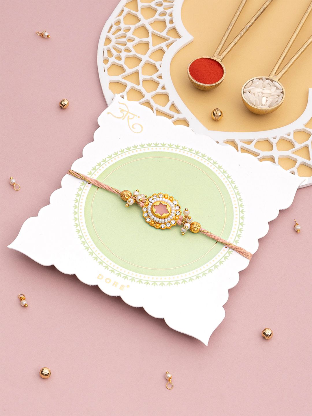 Dore Pearl Floral Rakhi with Roli Chawal for Brother-picture-45