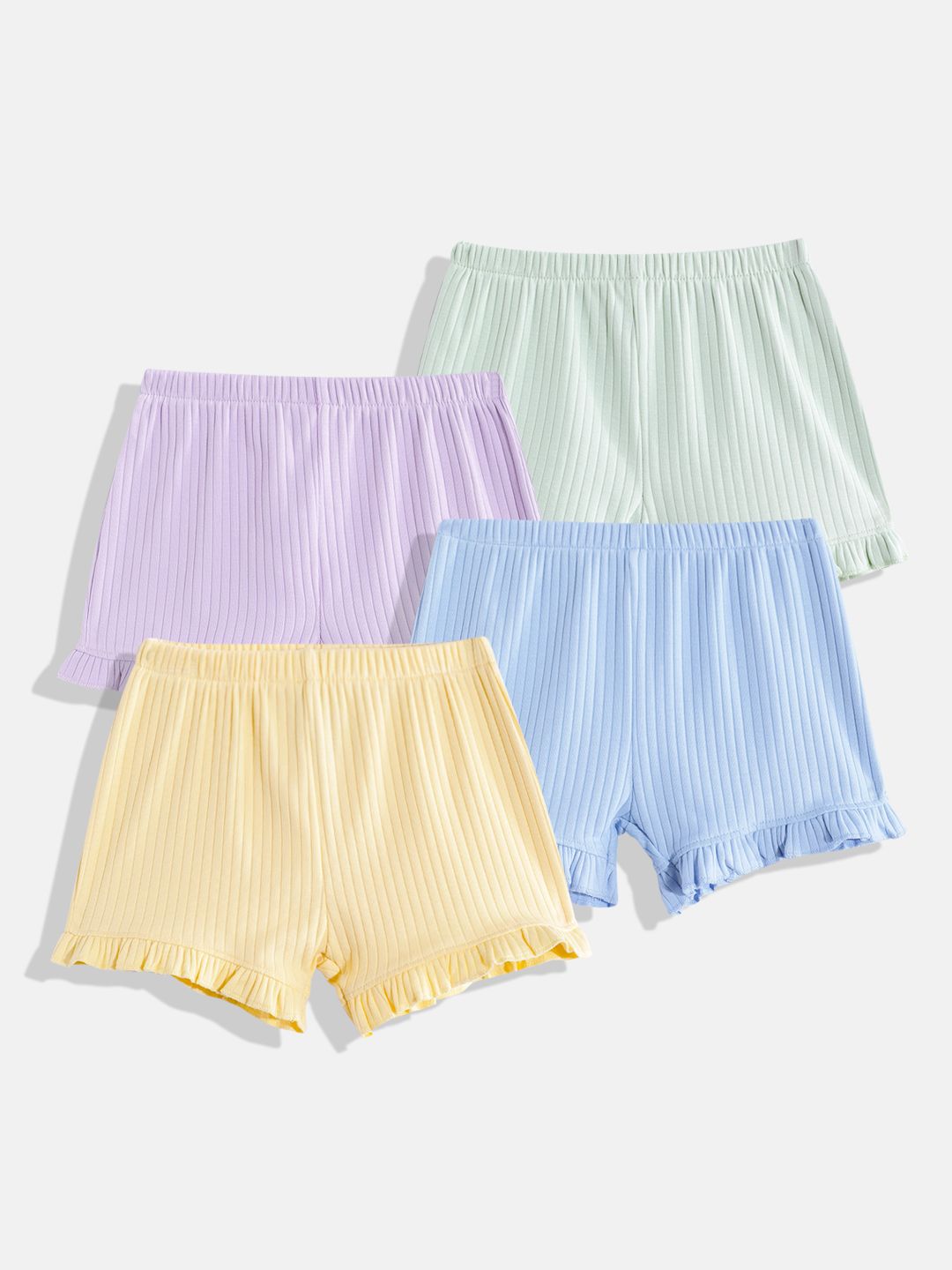 NEXT Set of 4 Infant Girls Ribbed Frill Hem Shorts