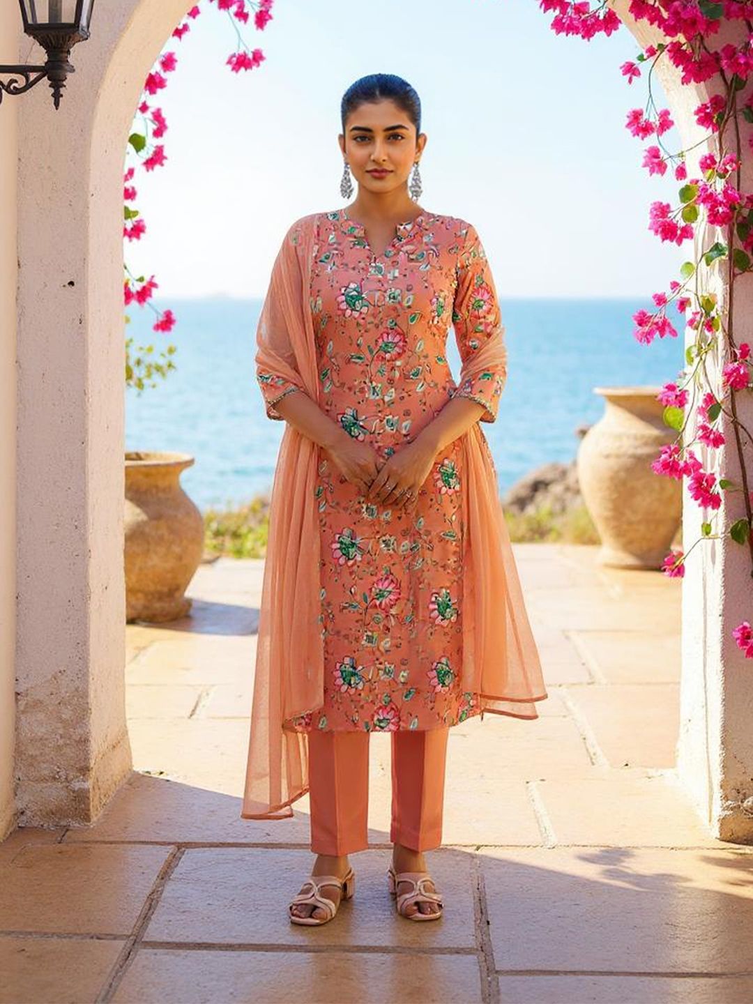 SZN Women Floral Printed Kurta, Trousers With Dupatta